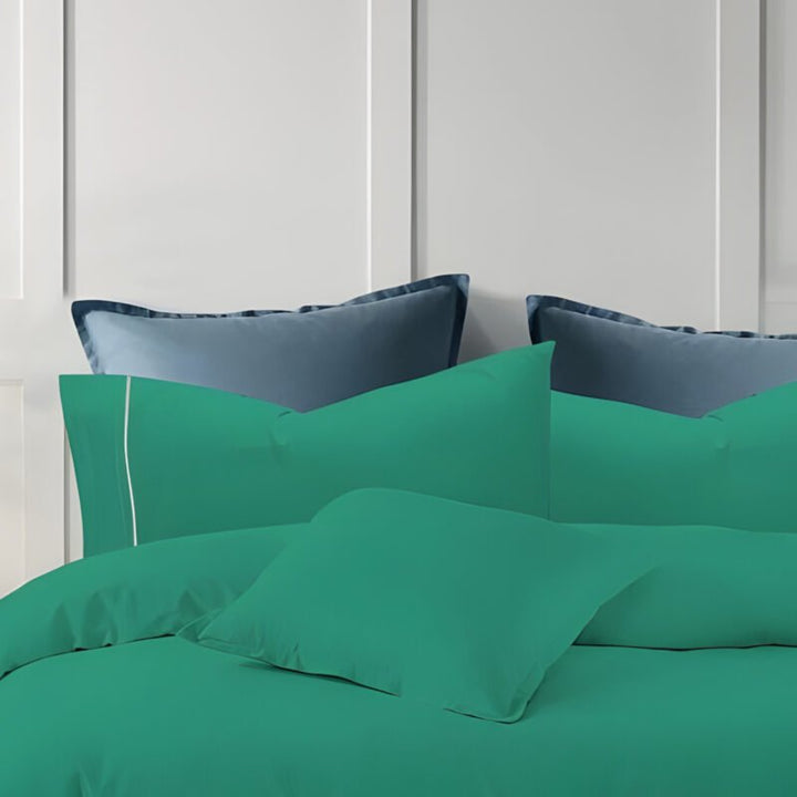 1200TC Pure Cotton 3pcs Embroidery Quilt Cover – Teal