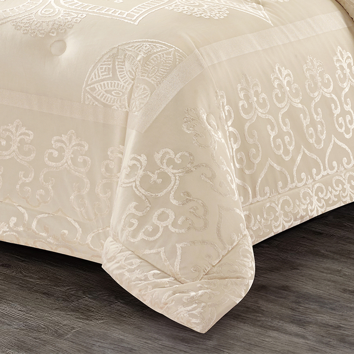 10 Pcs Luxury Bedding Gift Set – Light Beige Damask