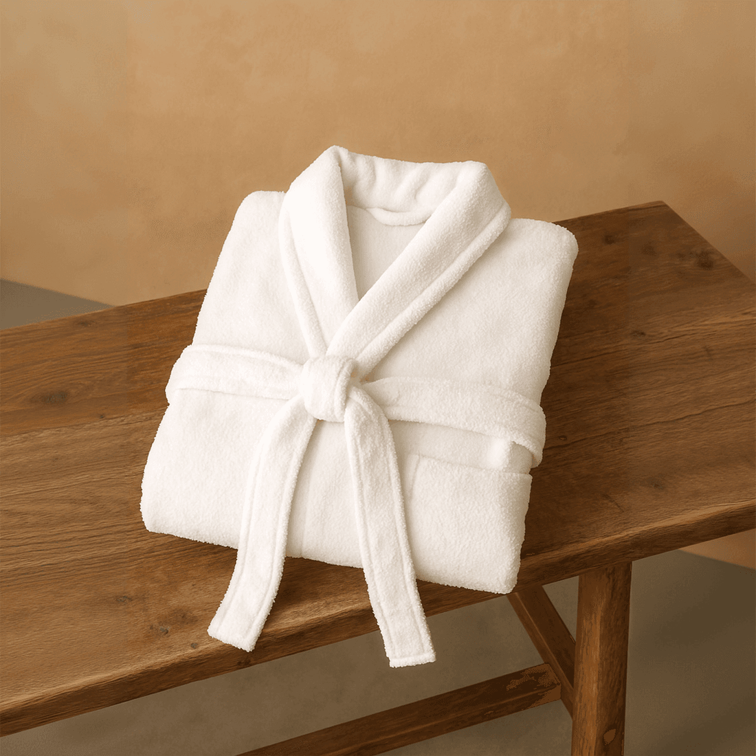 Cotton terry bathobe White