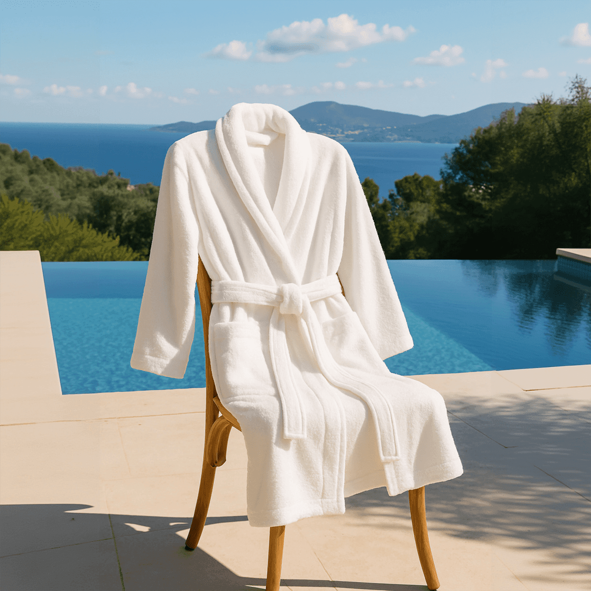 Cotton terry bathobe White
