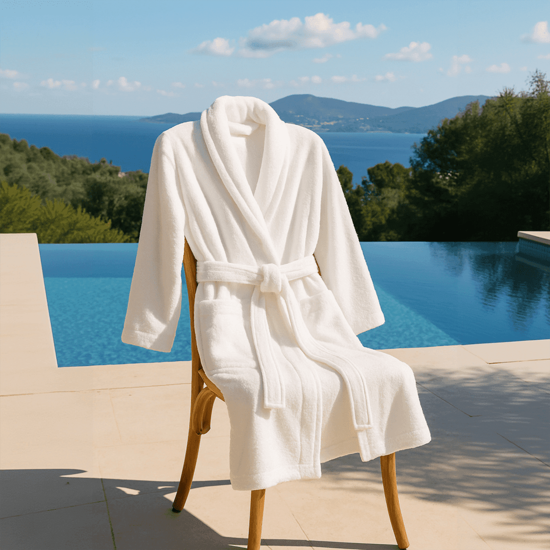 Cotton terry bathobe White