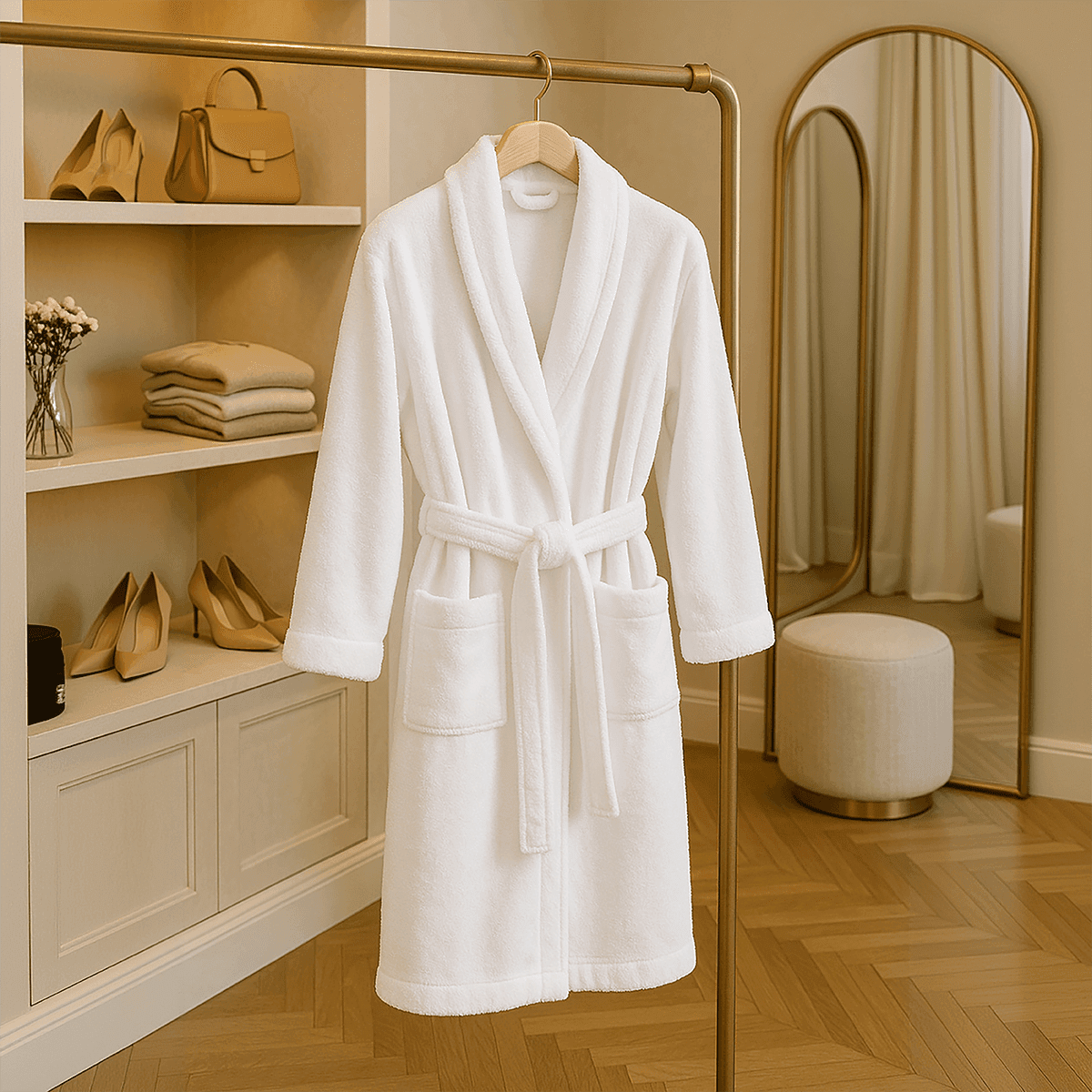 Cotton terry bathobe White