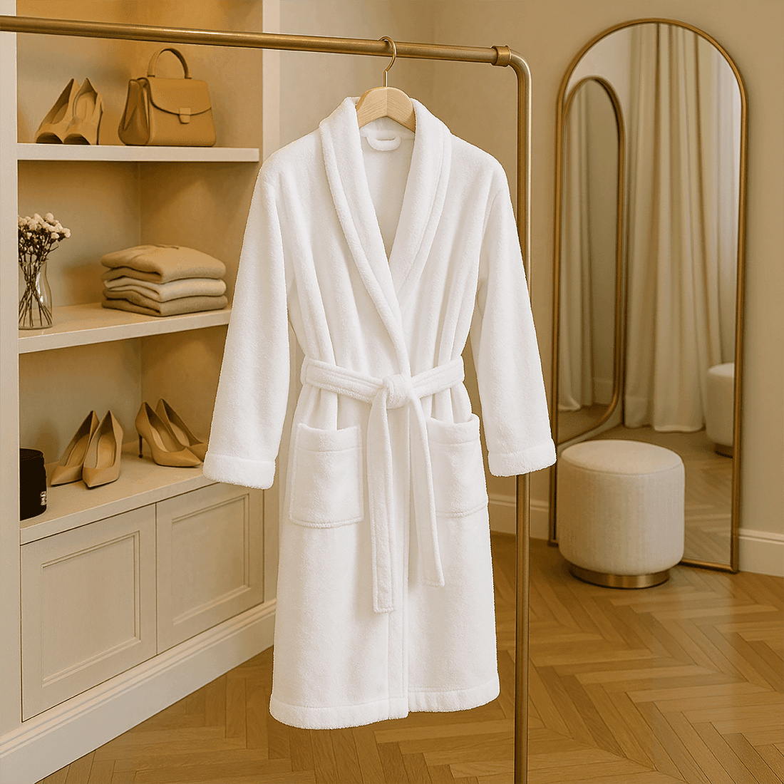 Cotton terry bathobe White