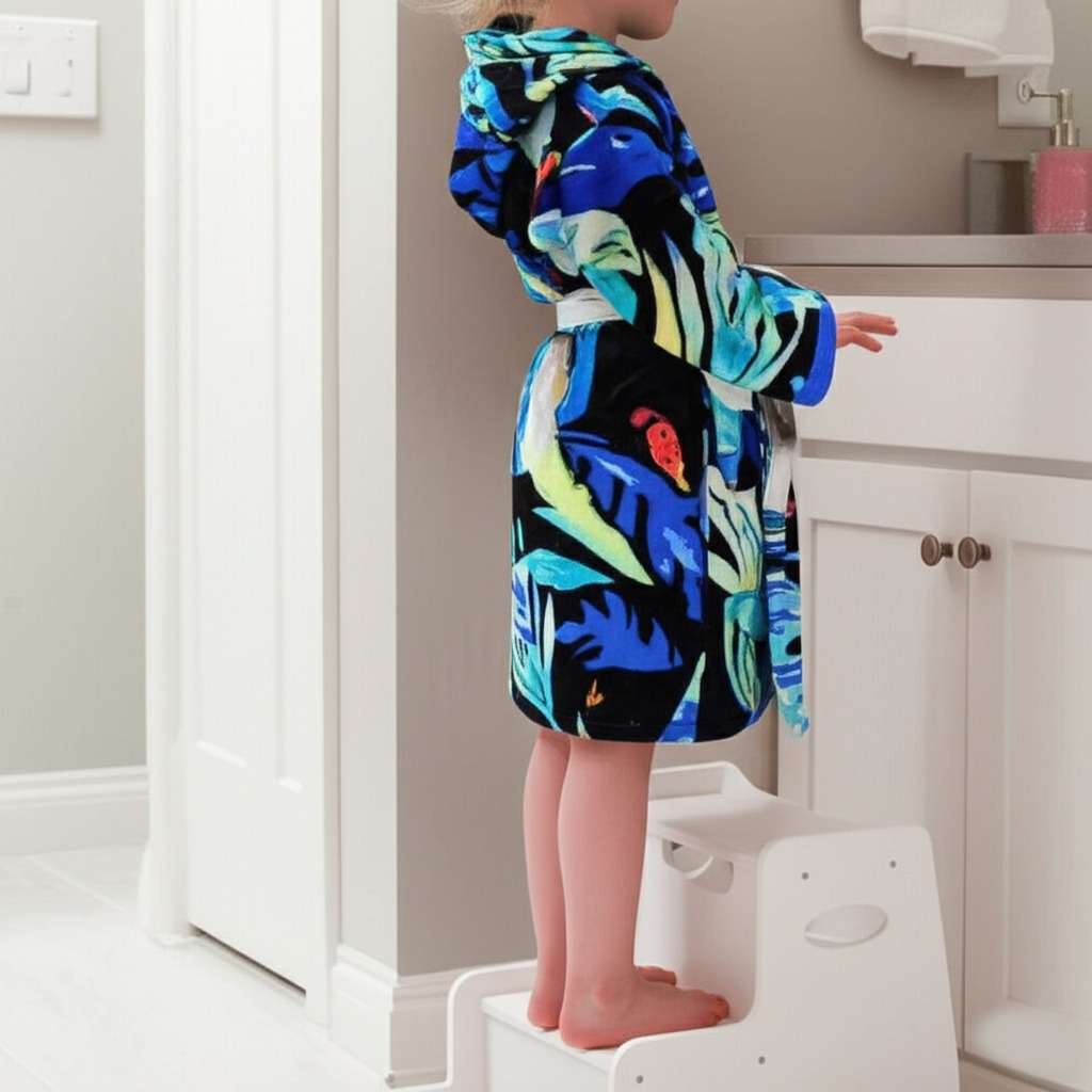 100% Pure Velour Kid’s Hooded Bathrobe – Burlin