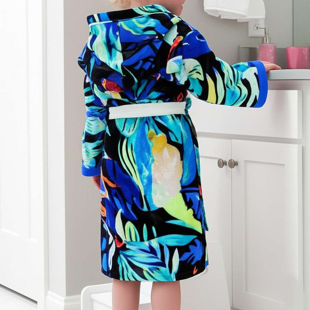 100% Pure Velour Kid’s Hooded Bathrobe – Burlin