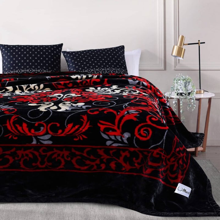 Super Soft 4kg 220 x 240 Mink Blanket – Majestic Red Scroll