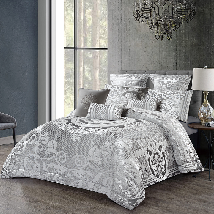 10 Pcs Luxury Bedding Gift Set – Grey Medallion