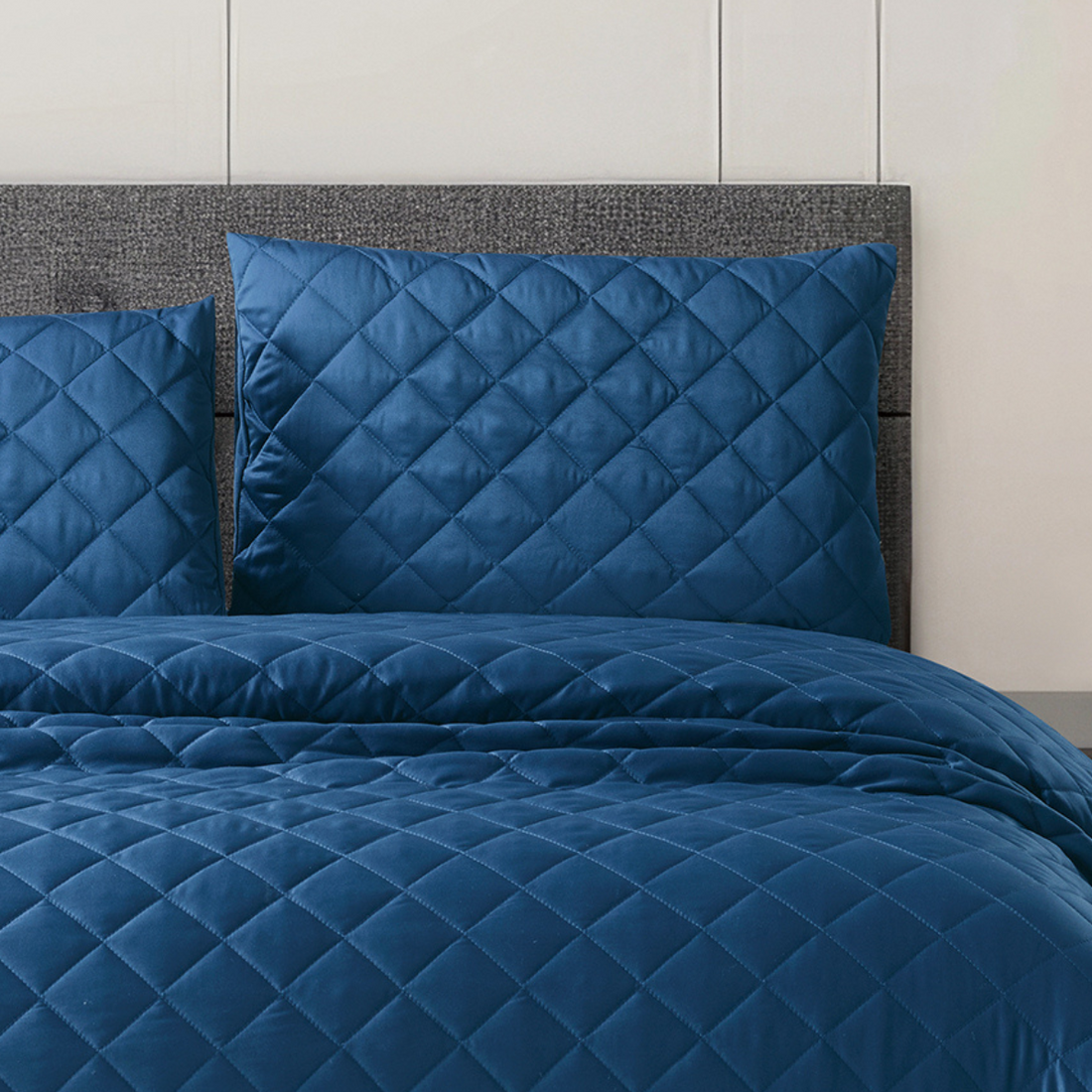 3 Piece Silk Bedspread Set – Navy Blue