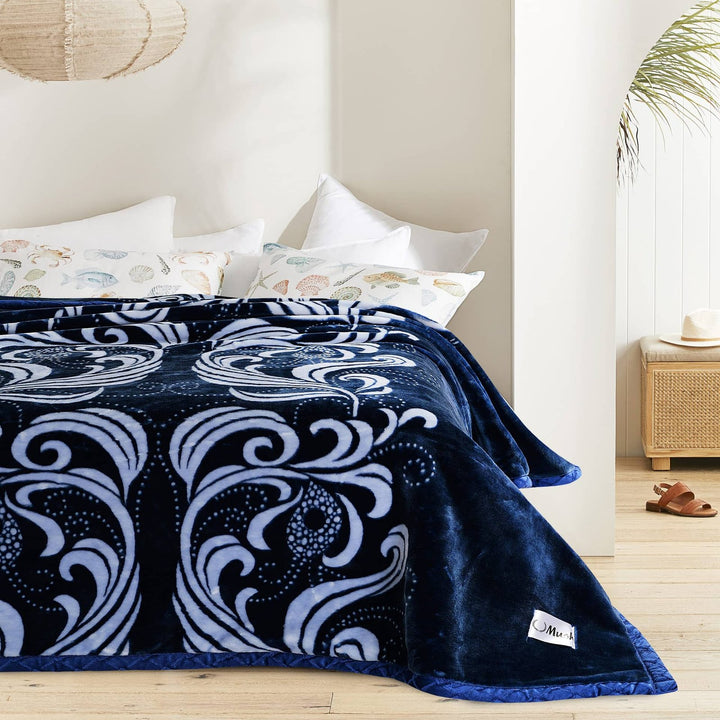 Super Soft 4kg 220 x 240 Mink Blanket – Deep Blue Elegance