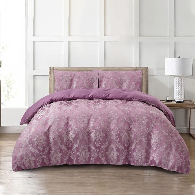 Jacquard 3 Pcs Quilt Cover Set Design – Damask Mauve
