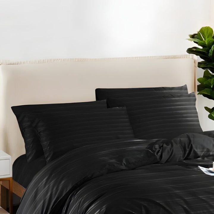 1500TC Cotton Rich 6pcs Quilt Cover – Black
