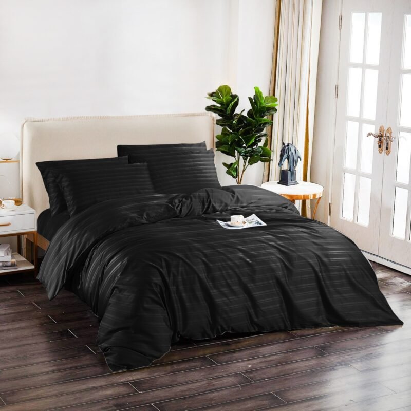 1500TC Cotton Rich 6pcs Quilt Cover – Black