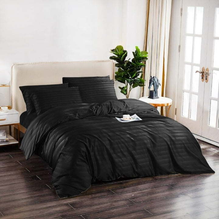 1500TC Cotton Rich 6pcs Quilt Cover – Black