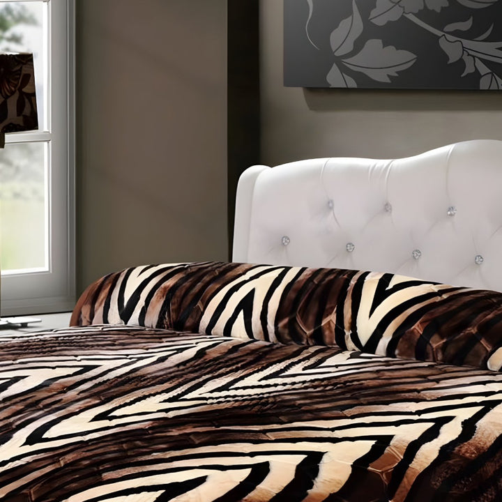 Super Soft 4kg 220 x 240 Mink Blanket – Brown Zebra Stripes