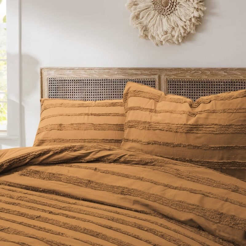 Tufted 3 Pcs Quilt Cover Set – Camel