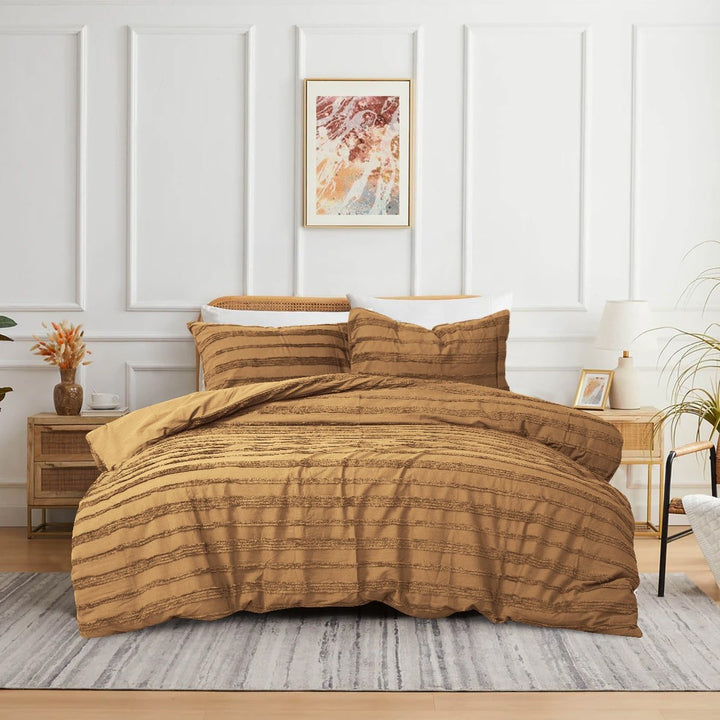Tufted 3 Pcs Quilt Cover Set – Camel