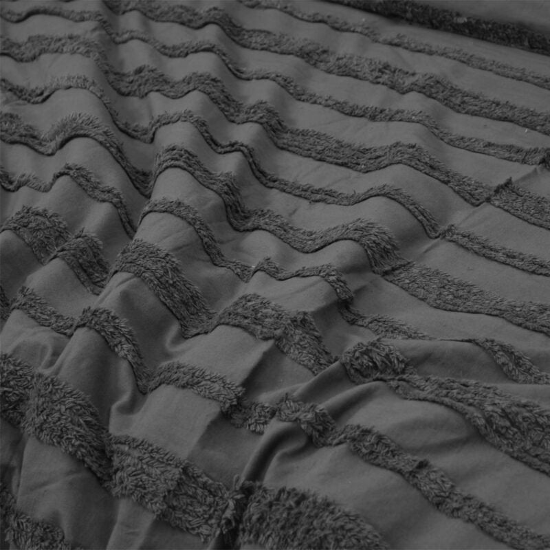 Tufted 3 Pcs Quilt Cover Set – Black