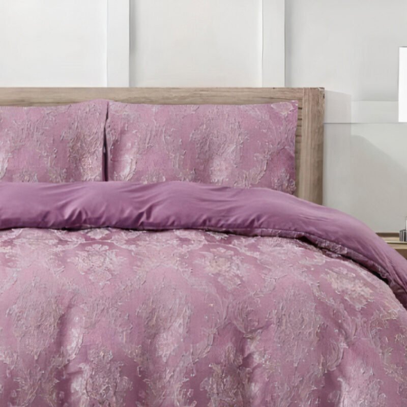 Jacquard 3 Pcs Quilt Cover Set Design – Damask Mauve