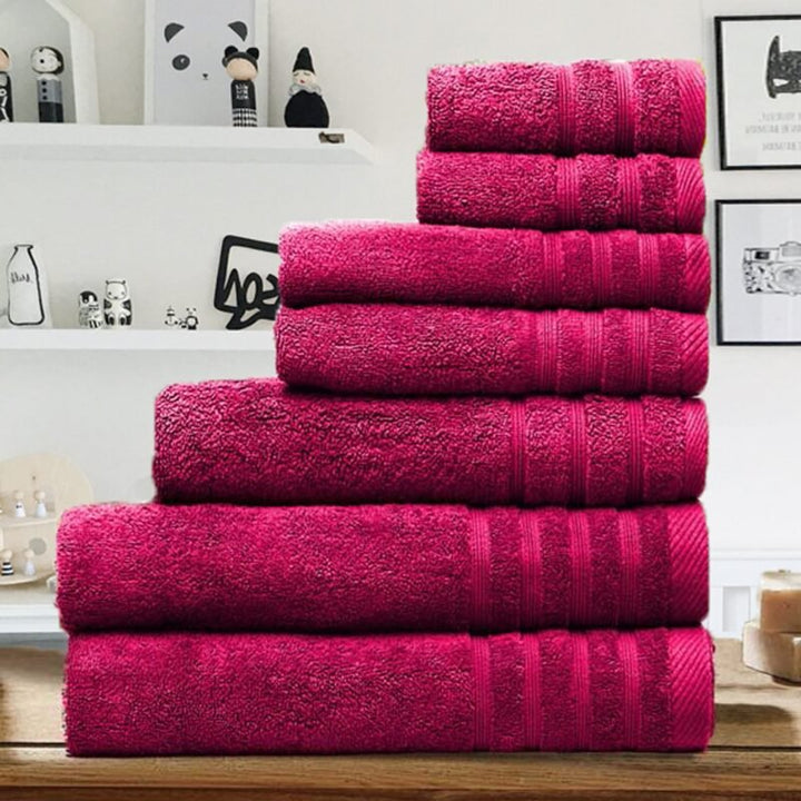 7 Pieces Pure Egyptian Cotton Towel Set – Fushia
