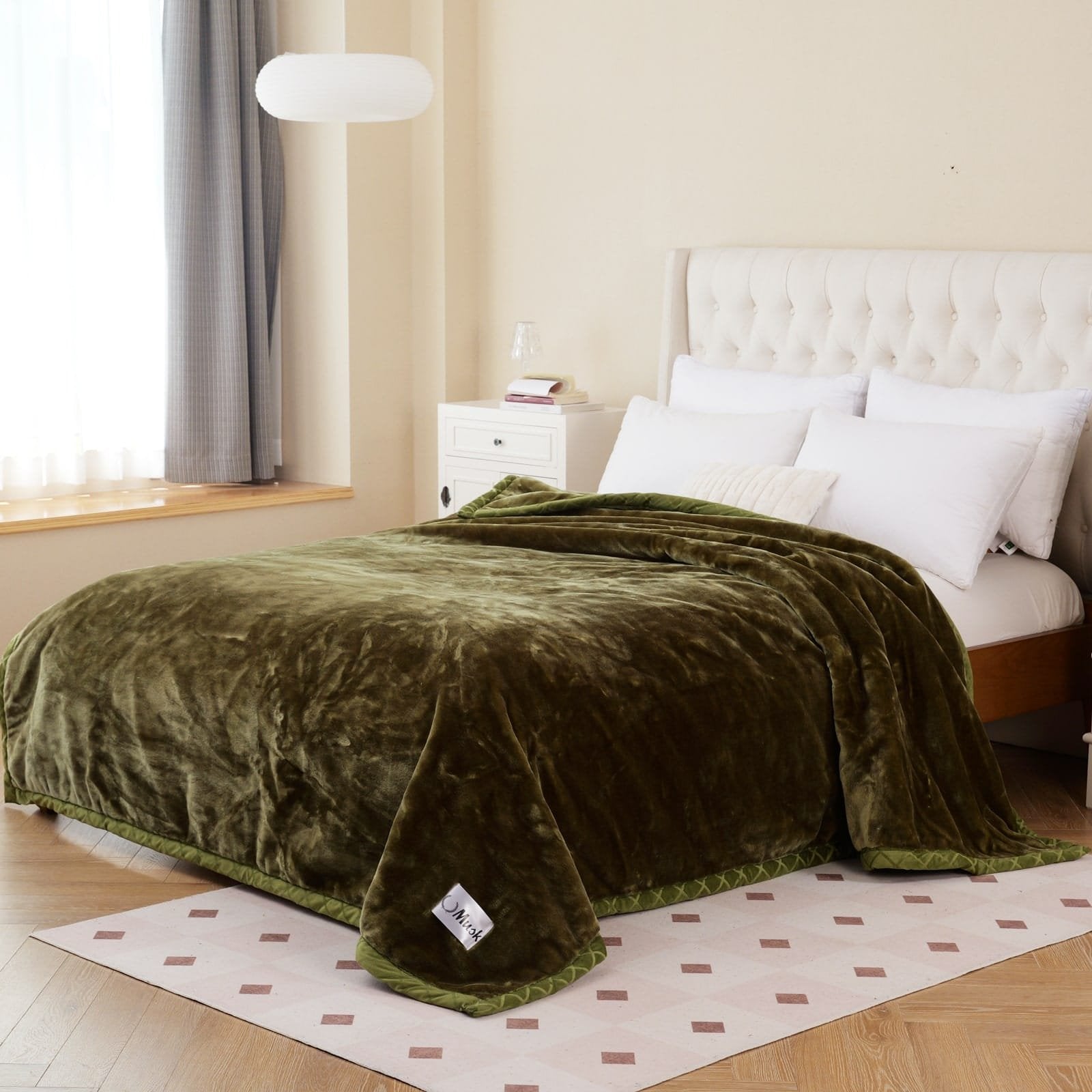 Super Soft 4kg 220 x 240 Mink Blanket – Pure Olive Plush