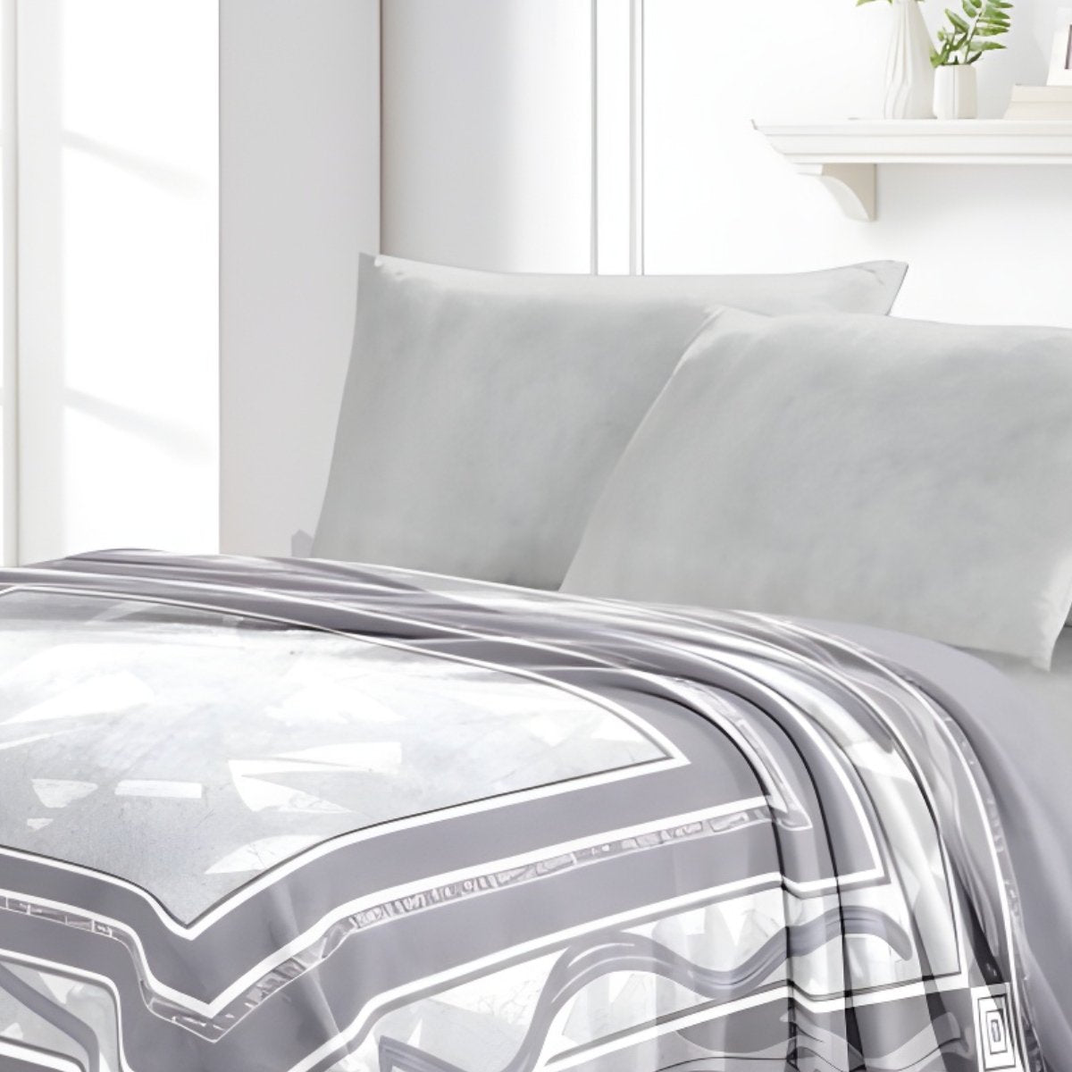 Super Soft 4kg 220 x 240 Mink Blanket – Geometric Grey