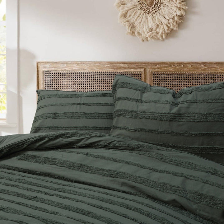 Tufted 3 Pcs Quilt Cover Set – Olive Green