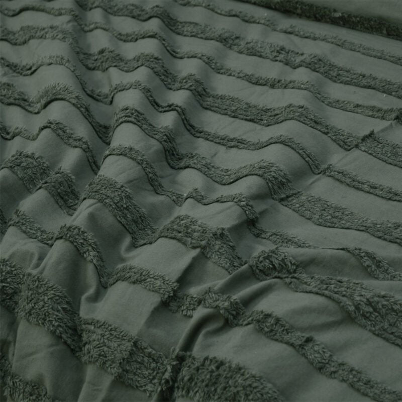 Tufted 3 Pcs Quilt Cover Set – Olive Green