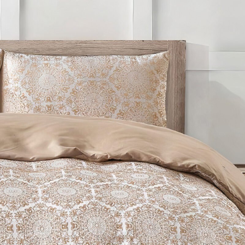 Jacquard 3 Pcs Quilt Cover Set – Medallion Light Beige