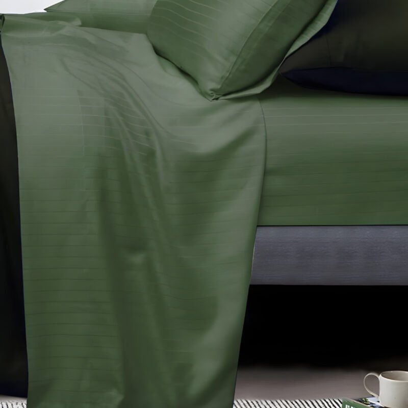 1000TC Cotton Rich Stripe Sheet Set – Sage Green