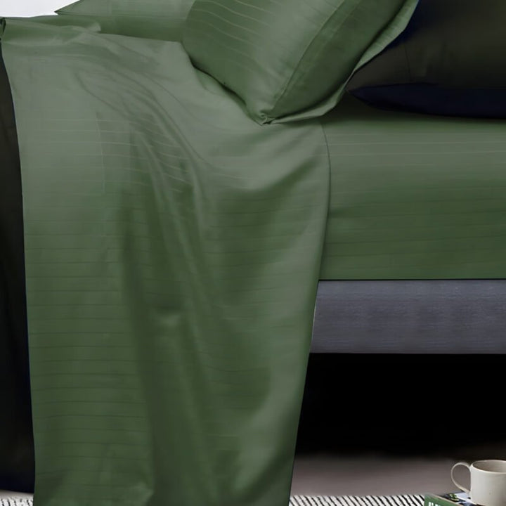 1000TC Cotton Rich Stripe Sheet Set – Sage Green