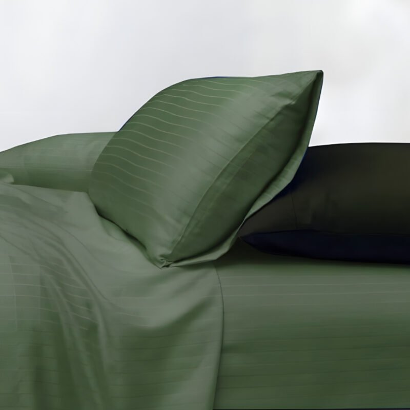 1000TC Cotton Rich Stripe Sheet Set – Sage Green