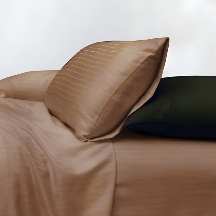 1000TC Cotton Rich Stripe Sheet Set – Brown