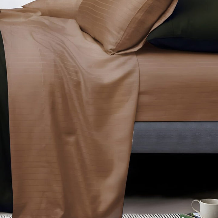 1000TC Cotton Rich Stripe Sheet Set – Brown