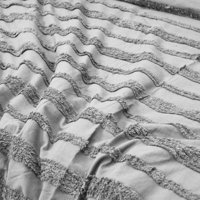 Tufted 3 Pcs Quilt Cover Set – Silver Grey