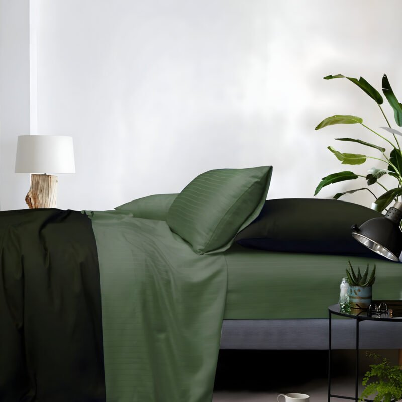 1000TC Cotton Rich Stripe Sheet Set – Sage Green