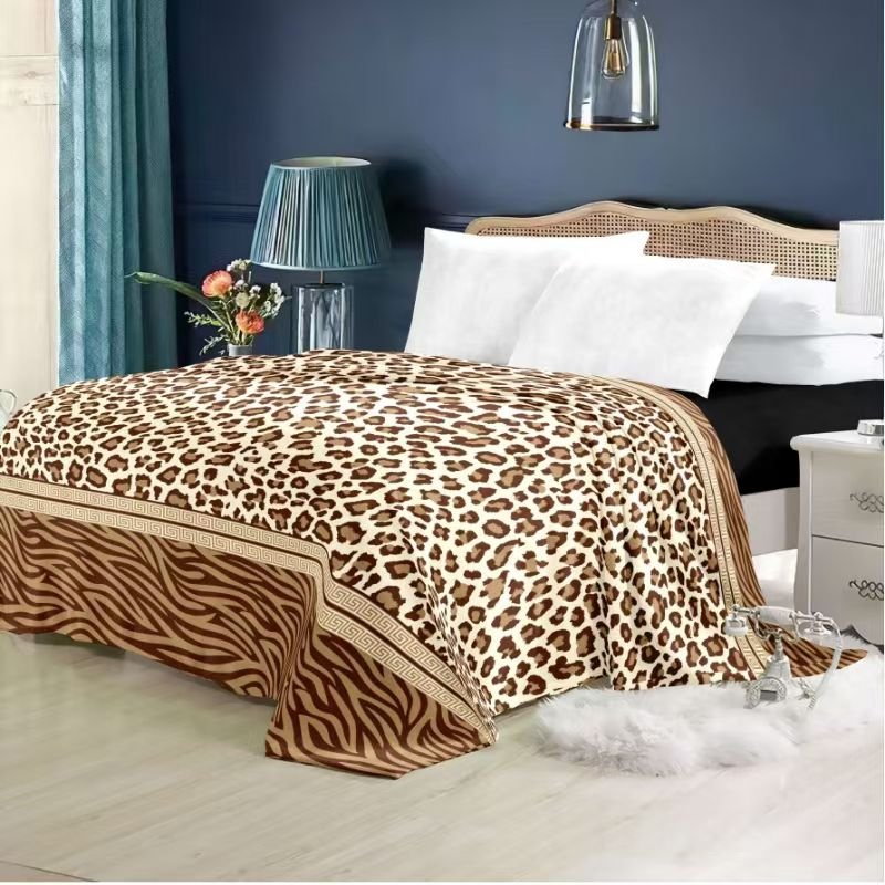 Super Soft 4kg 220 x 240 Mink Blanket – Leopard & Zebra Luxe