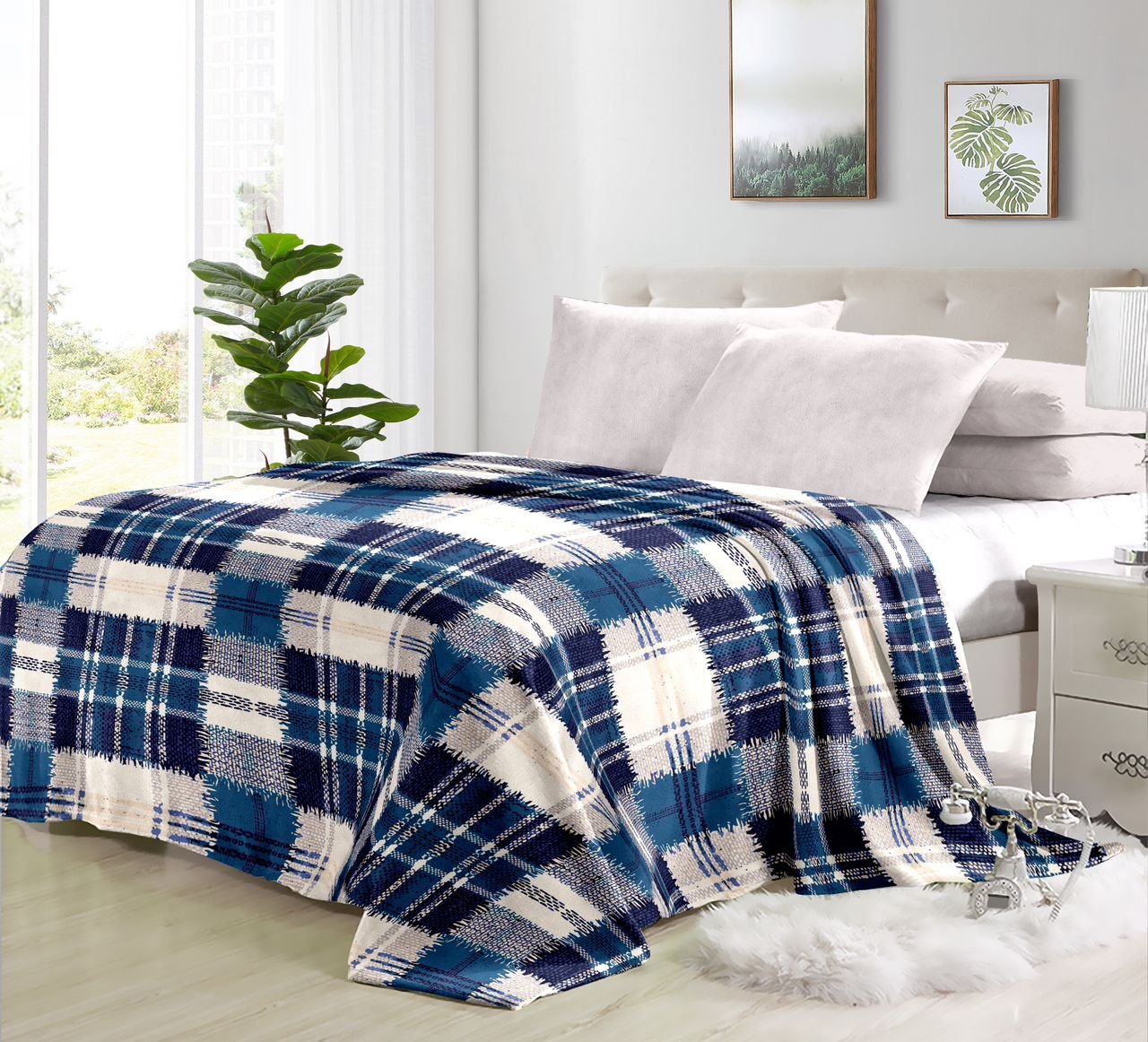 Super Soft 4kg 220 x 240 Mink Blanket – Plaid Blue