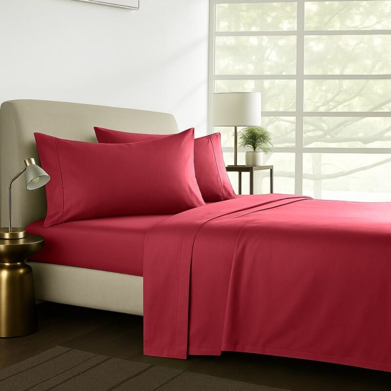 1000TC Pure Egyptian Cotton Sheet Set – Valentine Red