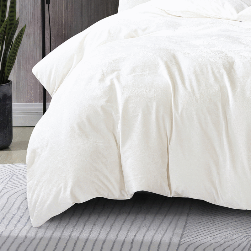 Crushed Velvet 3 Piece Quilt Cover Set – White
