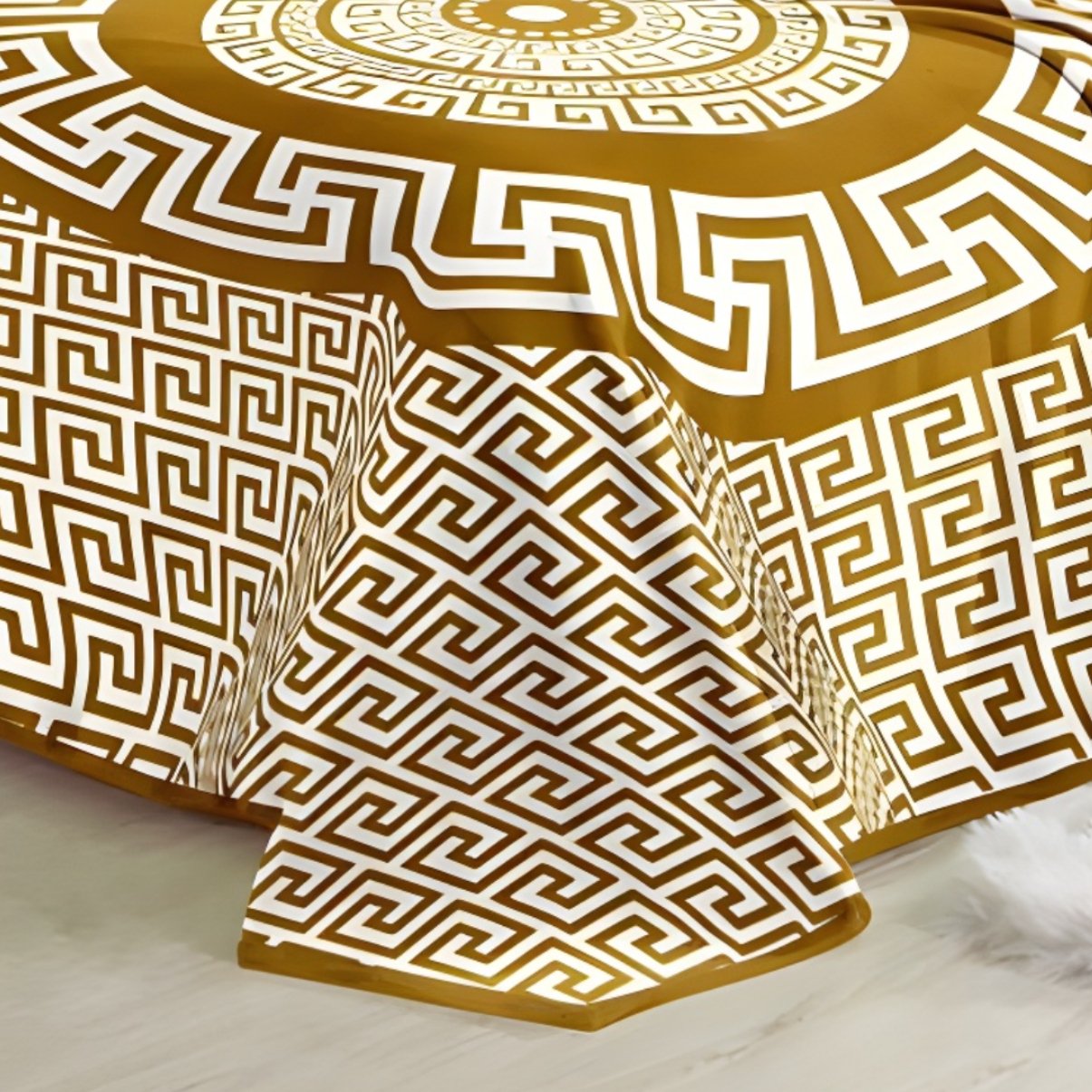 Super Soft 4kg 220 x 240 Mink Blanket – Golden Yellow Greek Key