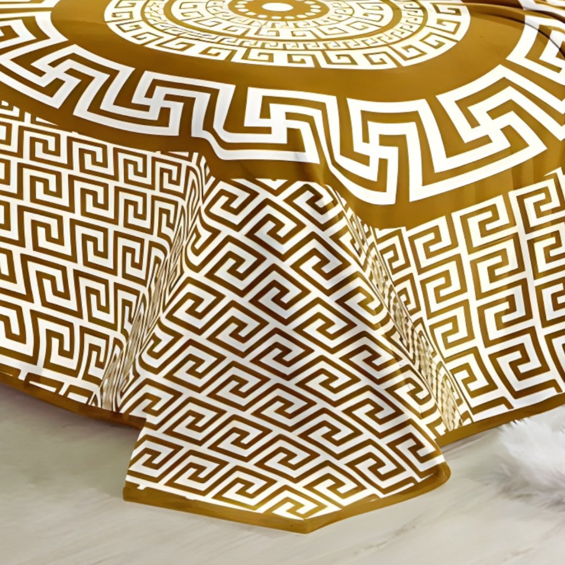 Super Soft 4kg 220 x 240 Mink Blanket – Golden Yellow Greek Key