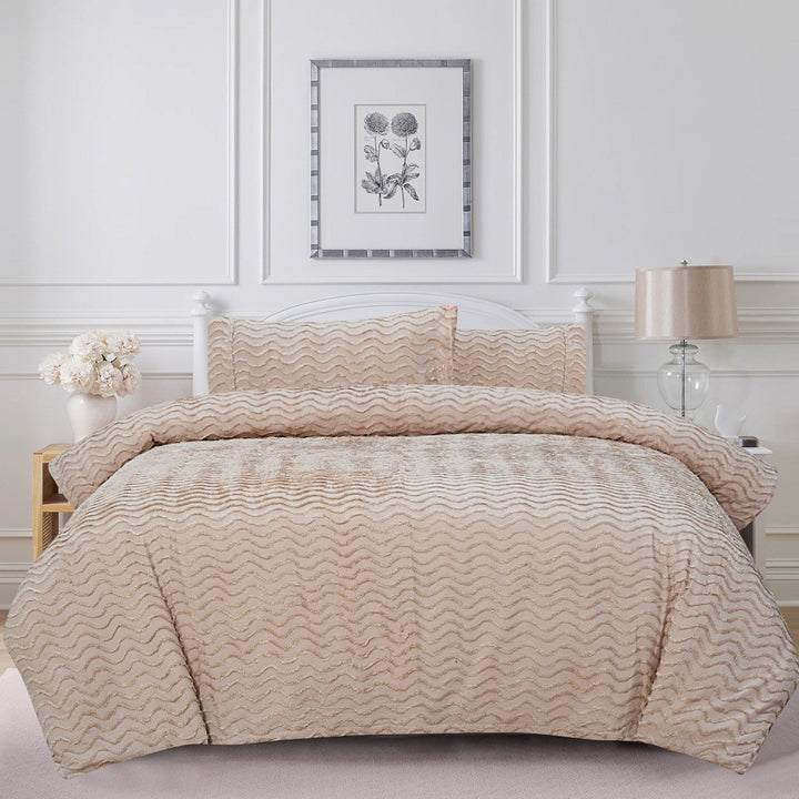 Tufted 3 Pcs Quilt Cover Set – Light Peach