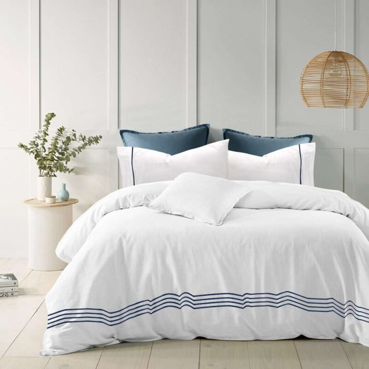 1200TC Pure Cotton 3pcs Embroidery Quilt Cover – White